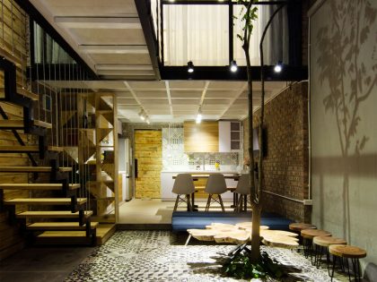 A Small Modern Home with Central Atrium and Rustic Vibe in Hoàng Văn Thái