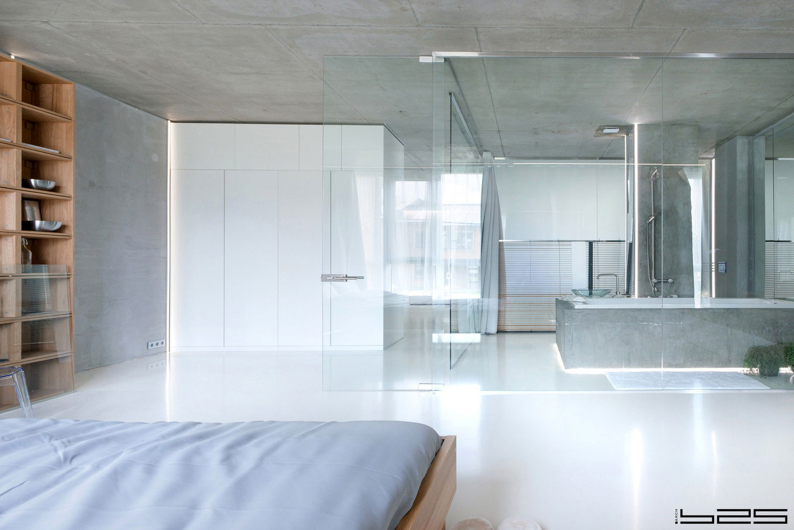 A Stylish Apartment with Concrete Walls and Glass Elements in Moscow, Russia by ARCH (20)