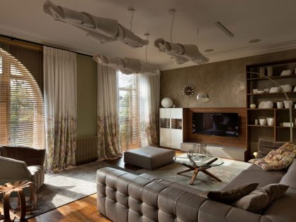 An Elegant Two-Level Apartment Filled with Natural Materials in Kiev, Ukraine