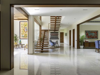 A Fantastic and Beautiful Modern White Home To Three Generations in Ahmedabad, India by The Grid Architects (14)