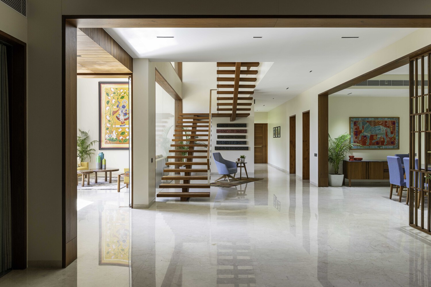 A Fantastic and Beautiful Modern White Home To Three Generations in Ahmedabad, India by The Grid Architects (14)