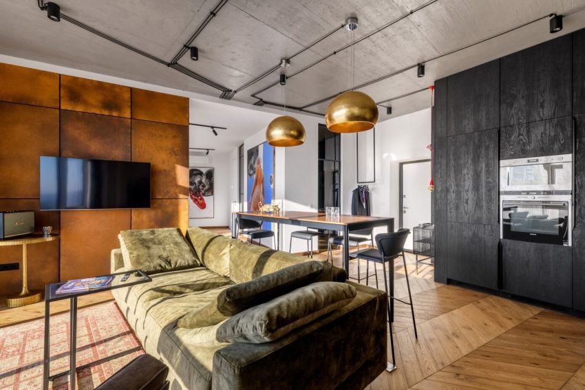 A Unique Industrial Apartment with Iron and Concrete Walls in Kyiv, Ukraine by Yulya Podolets (1)