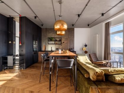 A Unique Industrial Apartment with Iron and Concrete Walls in Kyiv, Ukraine by Yulya Podolets (2)