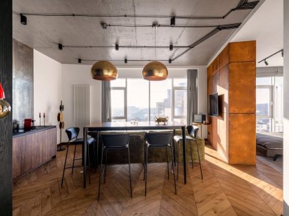 A Unique Industrial Apartment with Iron and Concrete Walls in Kyiv, Ukraine by Yulya Podolets (3)