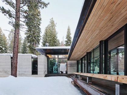 A Mountain Home Features Poured-in-Place Concrete with an Imposing Steel Tower in Truckee, California by Olson Kundig (2)