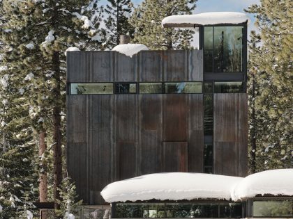 A Mountain Home Features Poured-in-Place Concrete with an Imposing Steel Tower in Truckee, California by Olson Kundig (27)