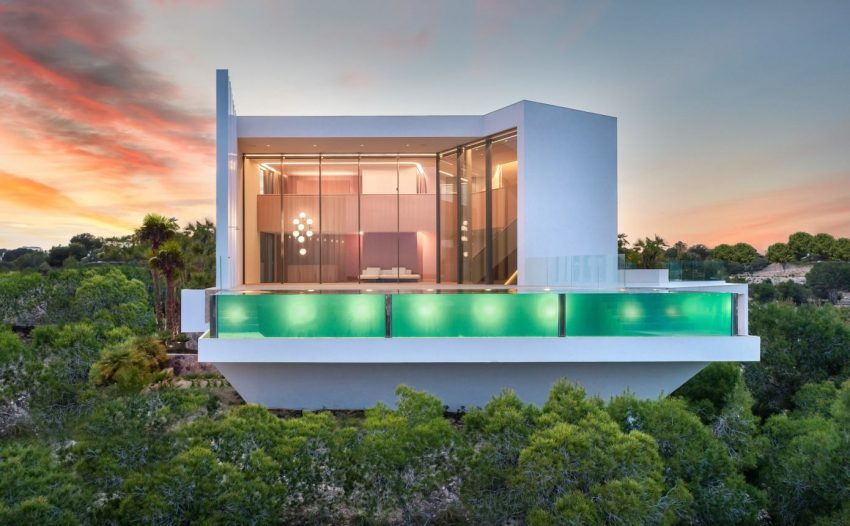 A Striking Contemporary Home with a Fish Tank Swimming Pool in Alicante, Spain by Monica Armani (1)