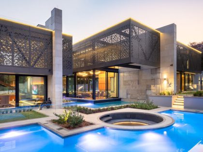 A Stunning Contemporary House with Breathtaking Living Room Views in Sandton, South Africa by Nico van der Meulen Architects (28)