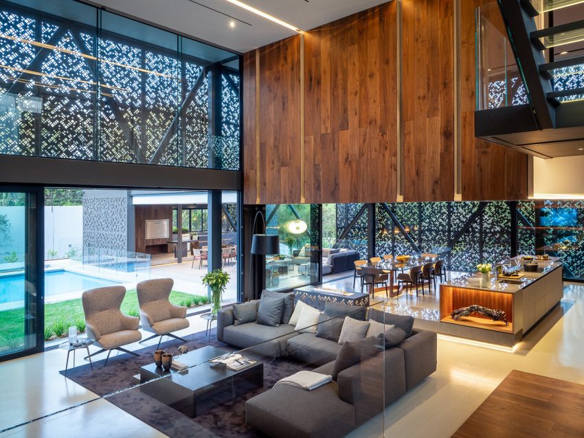 A Stunning Contemporary House with Breathtaking Living Room Views in Sandton, South Africa by Nico van der Meulen Architects (4)