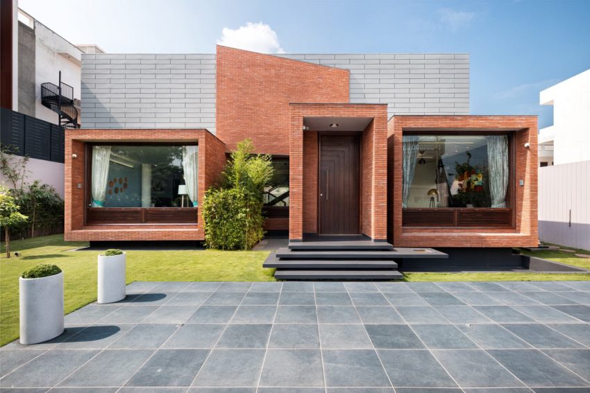 A Charming Contemporary House with Exposed Brick Facade in Shahbad, India by Anudeep Bhandari & Associates (2)