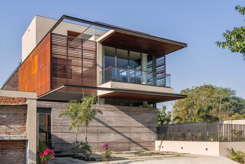 A Modern Three-Story Concrete House with a Stunning Staircase in Ahmedabad, India by Inclined Studio (3)