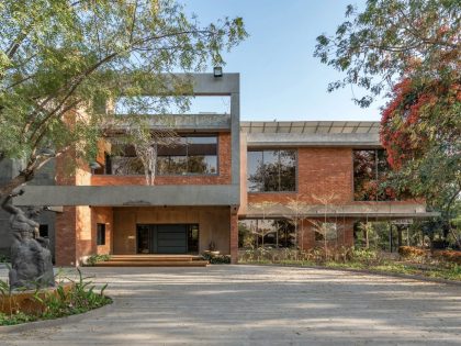 A Spacious Modern Brick Home with a Bright and Elegant Interior in Ahmedabad, India by Vihar Fadia Architects (3)