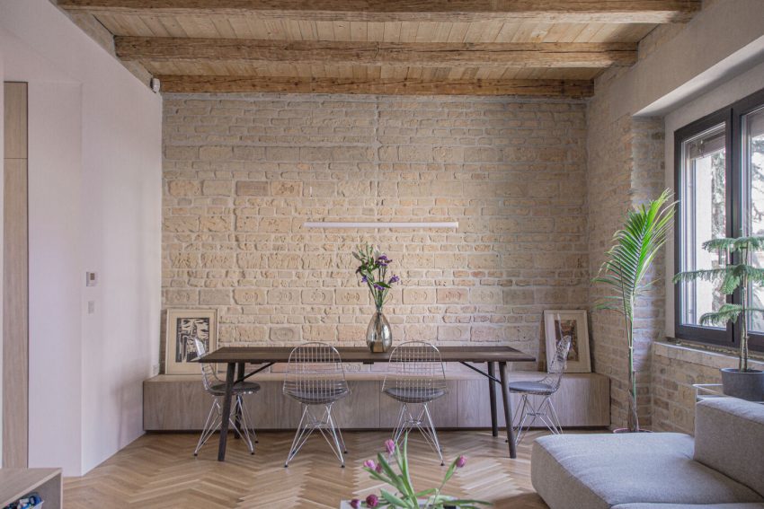 An Eclectic Apartment with Steel Staircase and Brick Walls in Bratislava by Gmb (14)