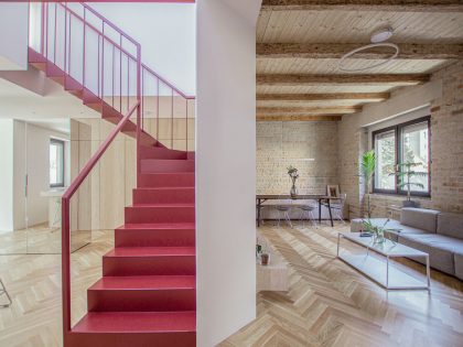 An Eclectic Apartment with Steel Staircase and Brick Walls in Bratislava by Gmb (16)