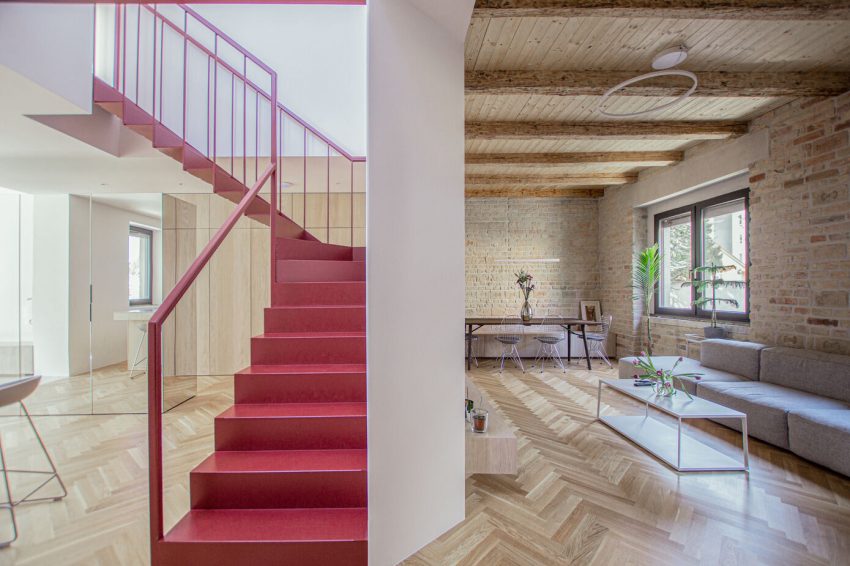 An Eclectic Apartment with Steel Staircase and Brick Walls in Bratislava by Gmb (16)