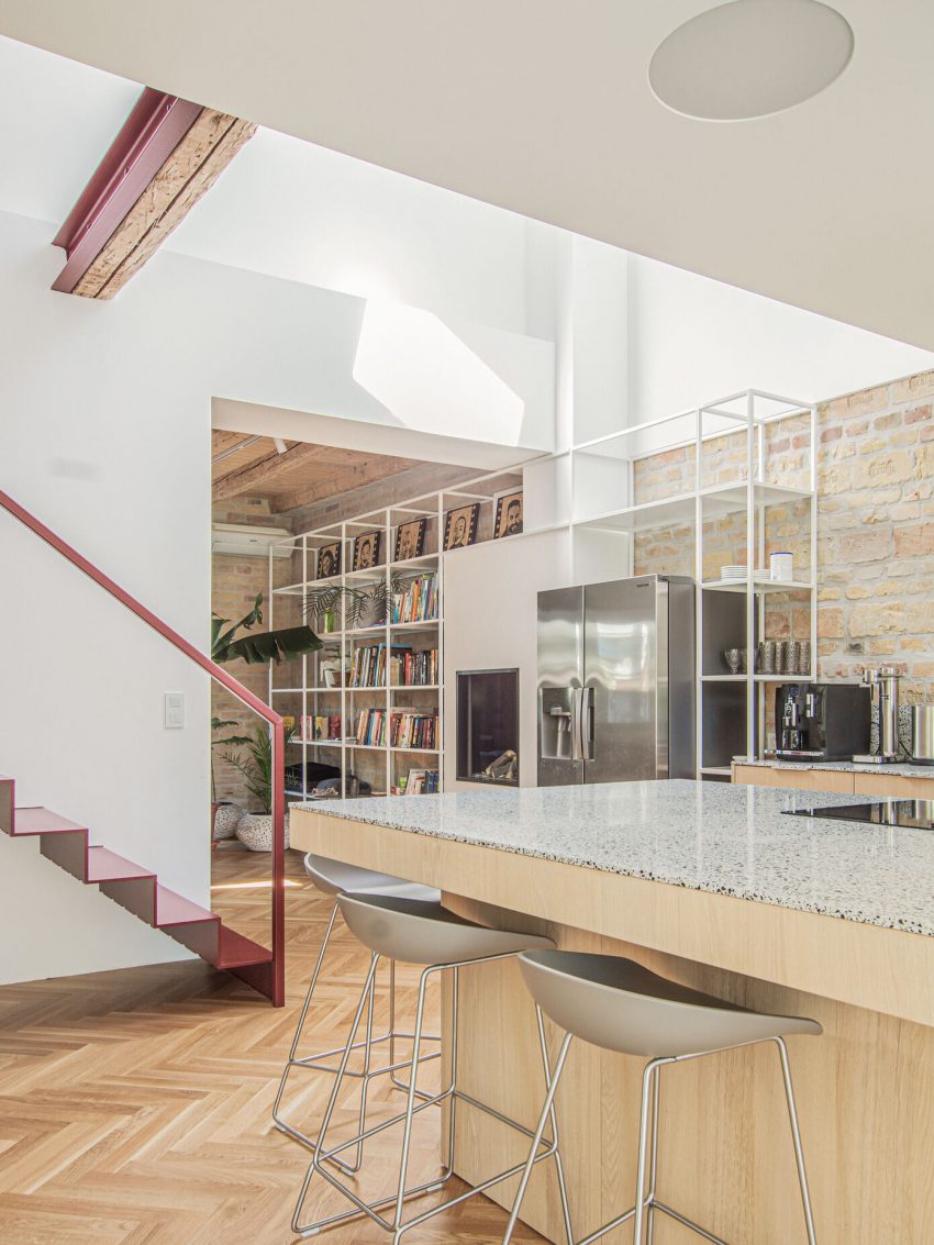 An Eclectic Apartment with Steel Staircase and Brick Walls in Bratislava by Gmb (6)