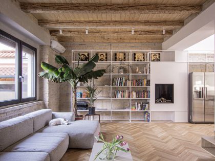 An Eclectic Apartment with Steel Staircase and Brick Walls in Bratislava by Gmb (7)