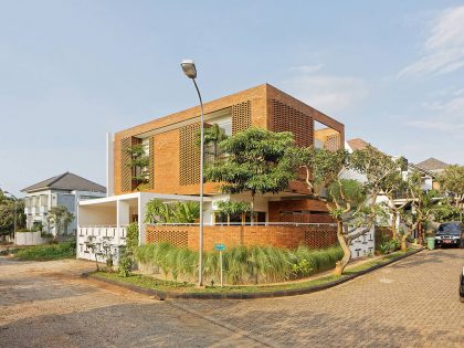 An Elegant House with Contemporary Brick Facade in Depok City, Indonesia by Delution (1)