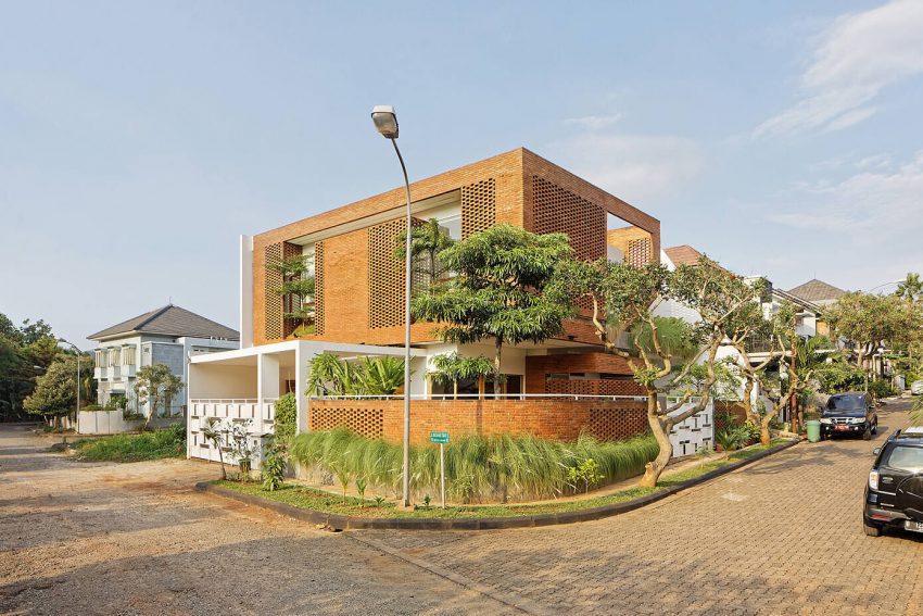 An Elegant House with Contemporary Brick Facade in Depok City, Indonesia by Delution (1)