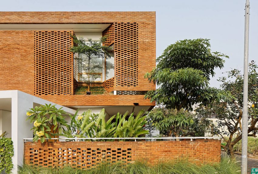 An Elegant House with Contemporary Brick Facade in Depok City, Indonesia by Delution (2)