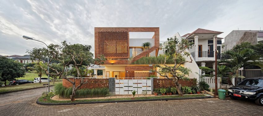 An Elegant House with Contemporary Brick Facade in Depok City, Indonesia by Delution (23)