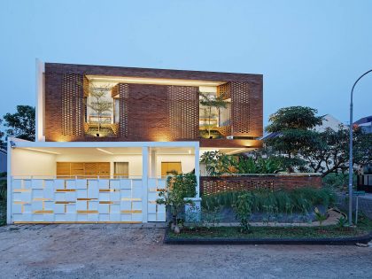 An Elegant House with Contemporary Brick Facade in Depok City, Indonesia by Delution (24)