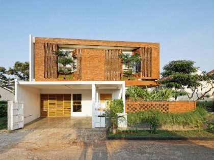 An Elegant House with Contemporary Brick Facade in Depok City, Indonesia by Delution (3)