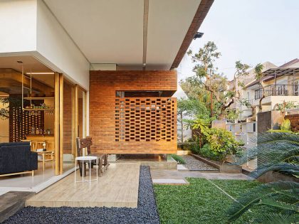 An Elegant House with Contemporary Brick Facade in Depok City, Indonesia by Delution (8)