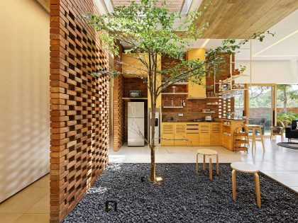 An Elegant House with Contemporary Brick Facade in Depok City, Indonesia by Delution (9)