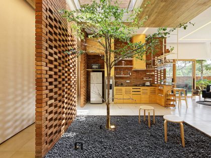 An Elegant House with Contemporary Brick Facade in Depok City, Indonesia by Delution (9)