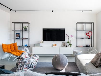 An Elegant Modern Penthouse Apartment with City Views in Milan, Italy